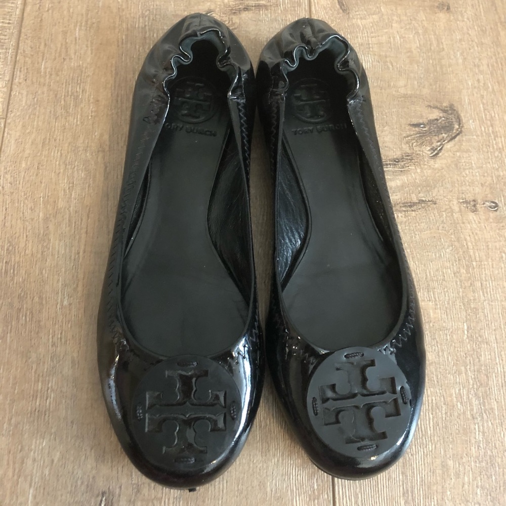 Tory Burch Reva Ballet Flats size 8 black patent